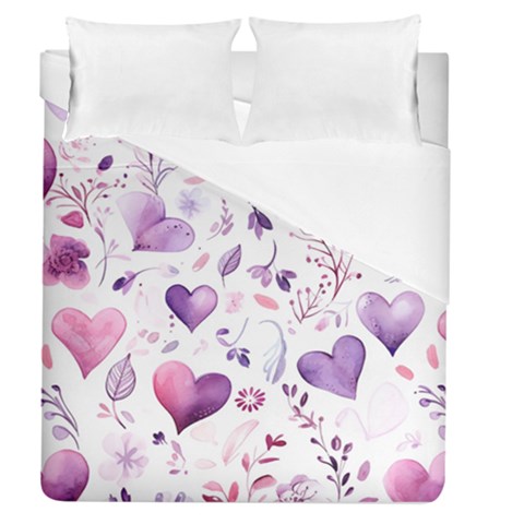 Hearts Love Purple Duvet Cover (Queen Size) from ArtsNow.com