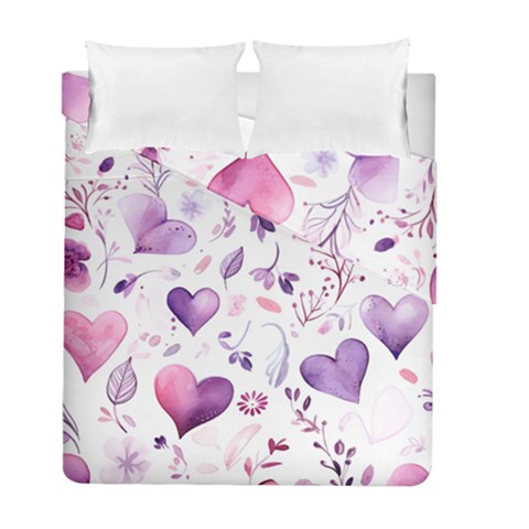 Hearts Love Purple Duvet Cover Double Side (Full/ Double Size) from ArtsNow.com