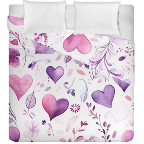 Hearts Love Purple Duvet Cover Double Side (King Size) from ArtsNow.com