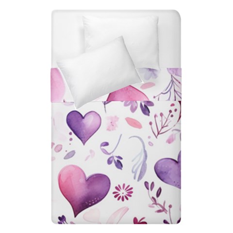 Hearts Love Purple Duvet Cover Double Side (Single Size) from ArtsNow.com