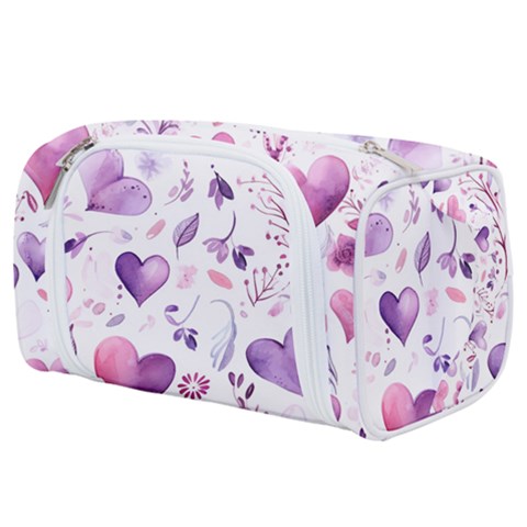 Hearts Love Purple Toiletries Pouch from ArtsNow.com