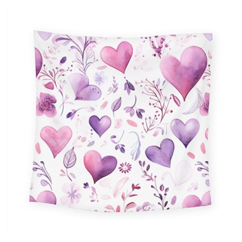 Hearts Love Purple Square Tapestry (Small) from ArtsNow.com