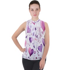 Mock Neck Chiffon Sleeveless Top 