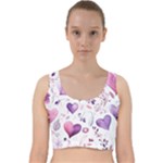 Hearts Love Purple Velvet Racer Back Crop Top