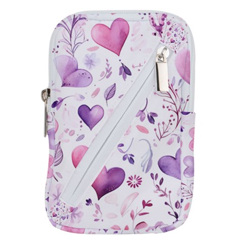 Hearts Love Purple Belt Pouch Bag (Large) from ArtsNow.com