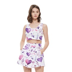 Hearts Love Purple Women s Crop Top Pleated Skater Rave Skirt from ArtsNow.com