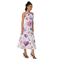 Sleeveless Cross Front Cocktail Midi Chiffon Dress 