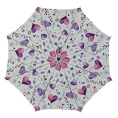 Hearts Love Purple Automatic Folding Umbrella with Case (Medium) from ArtsNow.com