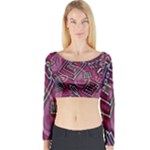 Abstract Art Pattern Design Background Long Sleeve Crop Top