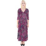 Abstract Art Pattern Design Background Quarter Sleeve Wrap Maxi Dress