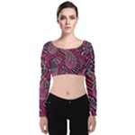 Abstract Art Pattern Design Background Velvet Long Sleeve Crop Top