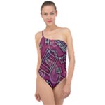 Abstract Art Pattern Design Background Classic One Shoulder Swimsuit