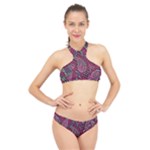 Abstract Art Pattern Design Background High Neck Bikini Set