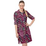 Abstract Art Pattern Design Background Long Sleeve Mini Shirt Dress