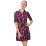 Abstract Art Pattern Design Background Belted Shirt Dress