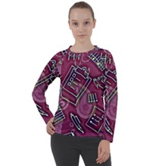 Abstract Art Pattern Design Background Women s Long Sleeve Raglan T