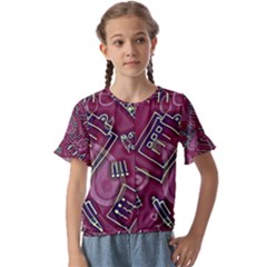 Kids  Cuff Sleeve Scrunch Bottom T-Shirt 