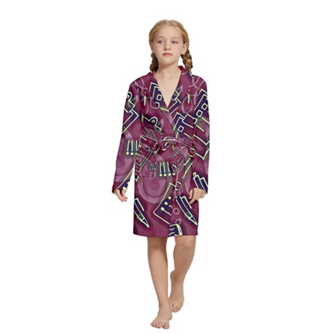 Abstract Art Pattern Design Background Kids  Long Sleeve Velvet Lounge Robe from ArtsNow.com