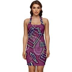 Sleeveless Wide Square Neckline Ruched Bodycon Dress 