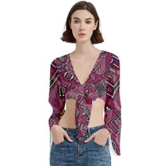 Abstract Art Pattern Design Background Trumpet Sleeve Cropped Top from ArtsNow.com