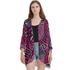 Open Front 3/4 Sleeve Batwing Chiffon Cardigan Kimono 