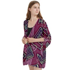 Open Front 3/4 Sleeve Batwing Chiffon Cardigan Kimono 