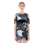 Blue Winter Camouflage, Military Camouflage Shoulder Cutout One Piece Dress