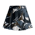 Blue Winter Camouflage, Military Camouflage Mini Flare Skirt