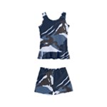 Blue Winter Camouflage, Military Camouflage Kids  Boyleg Swimsuit