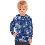 Blue, Camouflage, Cool, Navy, New, Pattern Kids  Hooded Pullover