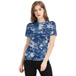 Blue, Camouflage, Cool, Navy, New, Pattern Women s Short Sleeve Rash Guard