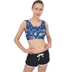 Blue, Camouflage, Cool, Navy, New, Pattern V-Back Sports Bra