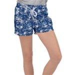 Blue, Camouflage, Cool, Navy, New, Pattern Women s Velour Lounge Shorts