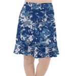 Blue, Camouflage, Cool, Navy, New, Pattern Fishtail Chiffon Skirt