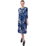 Blue, Camouflage, Cool, Navy, New, Pattern Ruffle End Midi Chiffon Dress