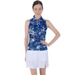 Blue, Camouflage, Cool, Navy, New, Pattern Women s Sleeveless Polo T-Shirt