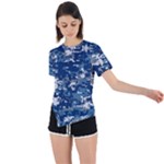 Blue, Camouflage, Cool, Navy, New, Pattern Asymmetrical Short Sleeve Sports T-Shirt