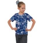 Blue, Camouflage, Cool, Navy, New, Pattern Kids  Mesh Piece T-Shirt