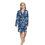 Blue, Camouflage, Cool, Navy, New, Pattern Kids  Long Sleeve Velvet Lounge Robe