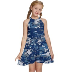 Kids  Halter Collar Waist Tie Chiffon Dress 