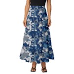 Blue, Camouflage, Cool, Navy, New, Pattern Tiered Ruffle Maxi Skirt