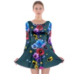 Falling Flowers, Art, Coffee Cup Long Sleeve Skater Dress