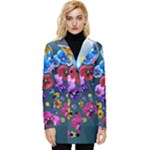 Falling Flowers, Art, Coffee Cup Button Up Hooded Coat 