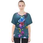 Falling Flowers, Art, Coffee Cup V-Neck Dolman Drape Top