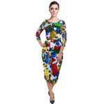 Falling Lego Bricks, Desenho, Fall, Games Quarter Sleeve Midi Velour Bodycon Dress