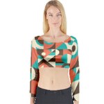 Retro Colorful Background, Retro Abstraction Long Sleeve Crop Top