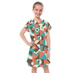 Retro Colorful Background, Retro Abstraction Kids  Drop Waist Dress