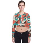 Retro Colorful Background, Retro Abstraction Long Sleeve Zip Up Bomber Jacket