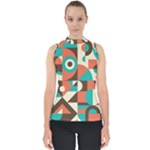 Retro Colorful Background, Retro Abstraction Mock Neck Shell Top