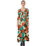 Retro Colorful Background, Retro Abstraction Button Up Boho Maxi Dress